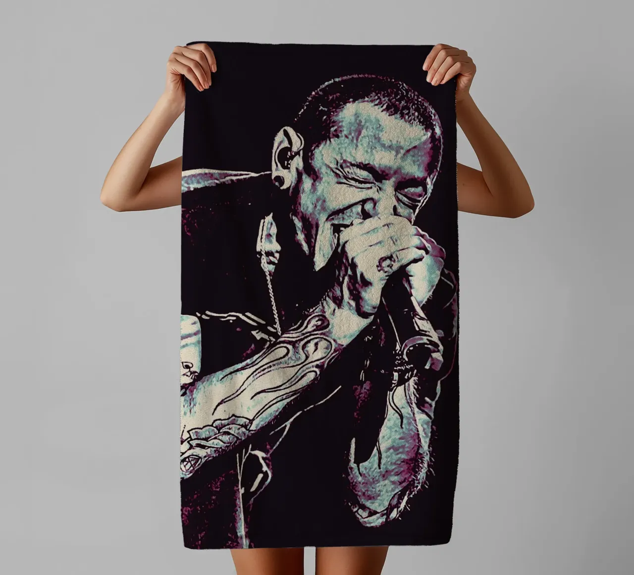 chester bennington scream 3 art asciugamano da bagno da music soul