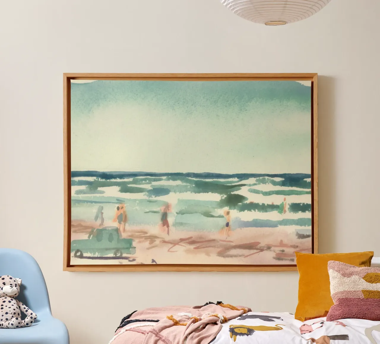 bathing seascape canvas met Baklijst van Histrol