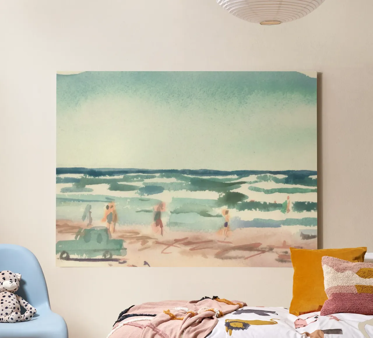 bathing seascape canvas met Baklijst van Histrol
