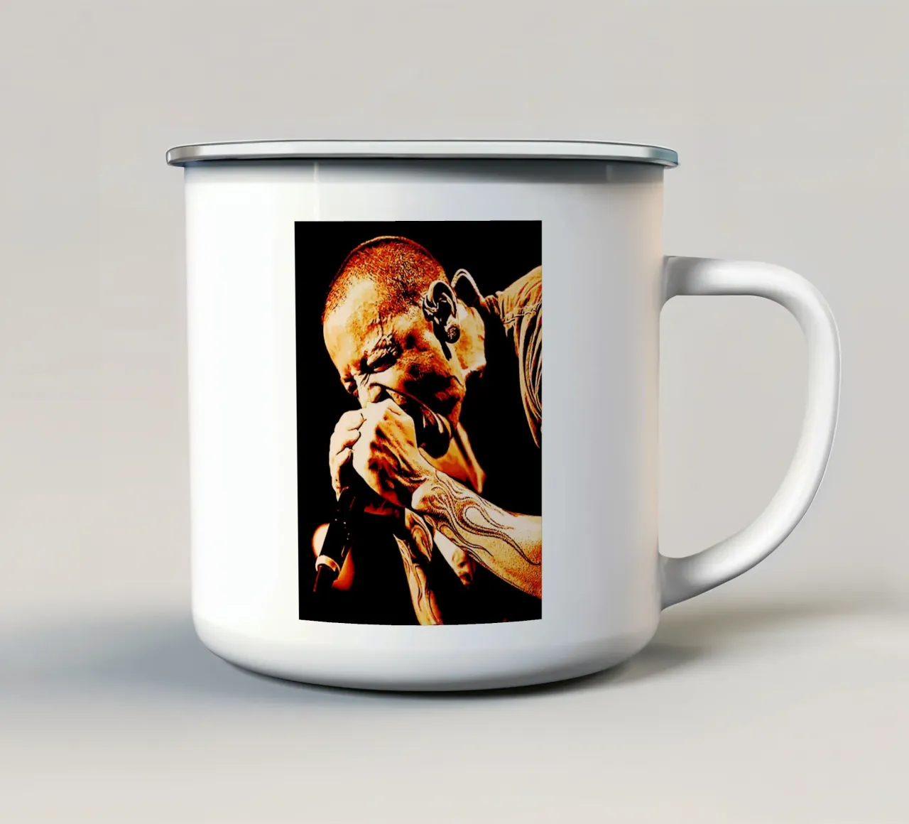 2 urla chester bennington art tazza in smalto da music soul