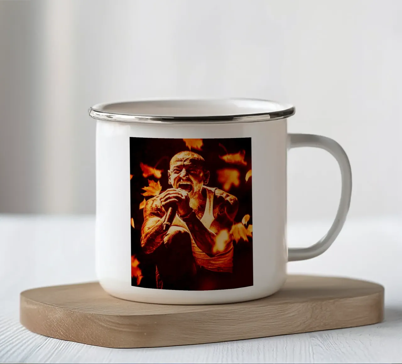 1 urlo chester bennington art tazza in smalto da music soul