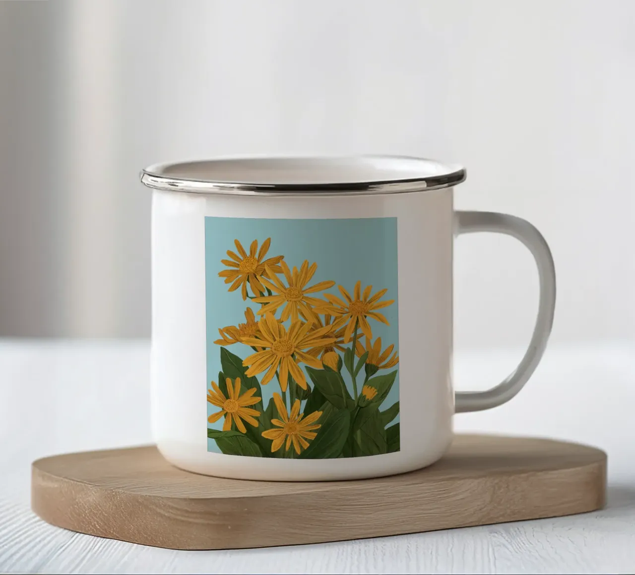 Stampa fiori gialli - Silja Goetz tazza in smalto da Monillustrations