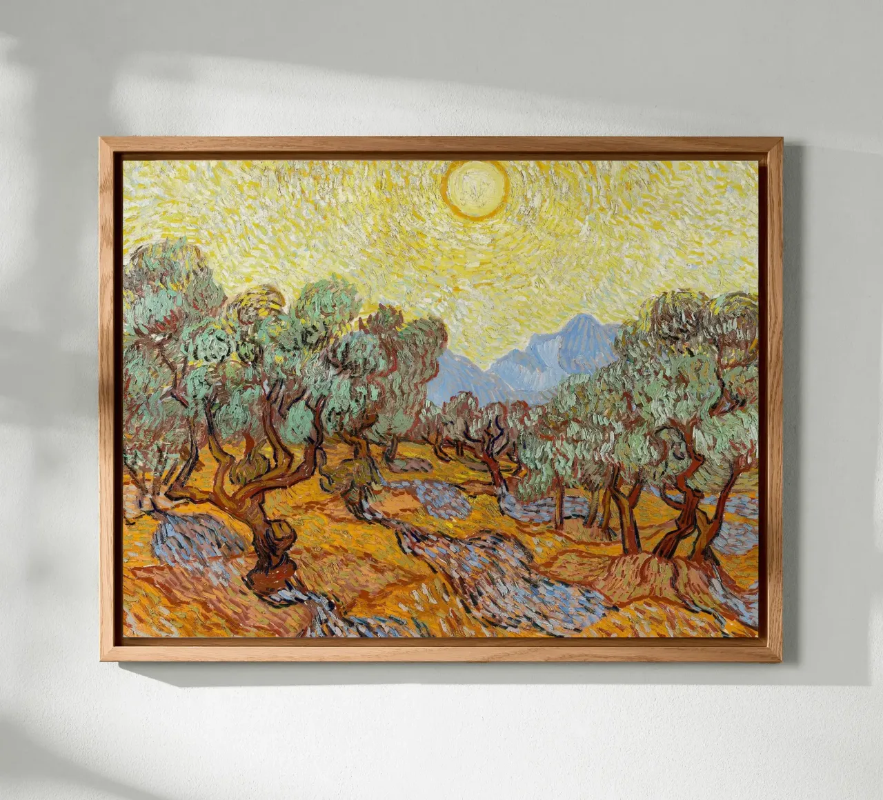 Alberi di ulivo con cielo e sole giallo - Vincent van Gogh alluminio dibond da Sylviepaint