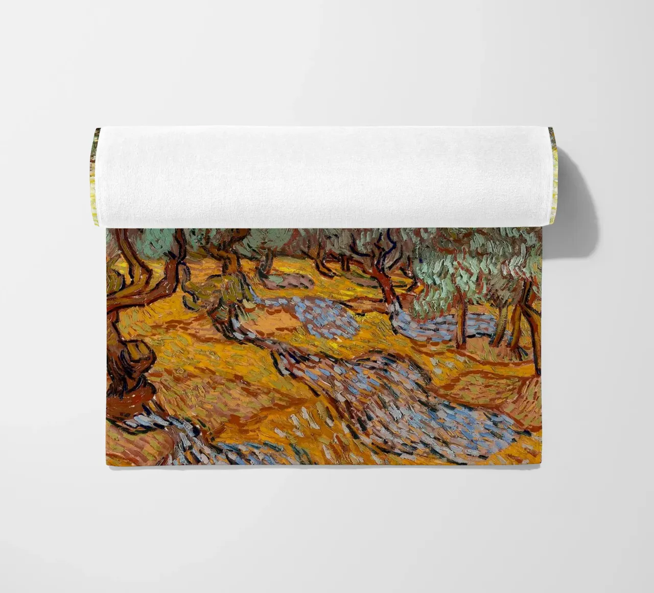 Alberi di ulivo con cielo e sole giallo - Vincent van Gogh telo mare da Sylviepaint