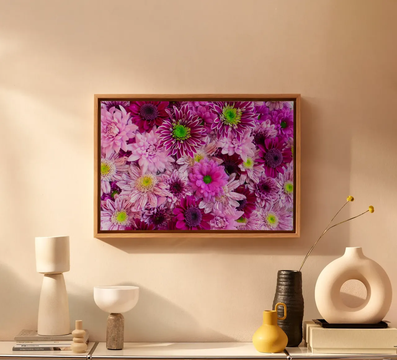 Blush e seta tela con Cornice a cassetta da PhotoVibe Decor