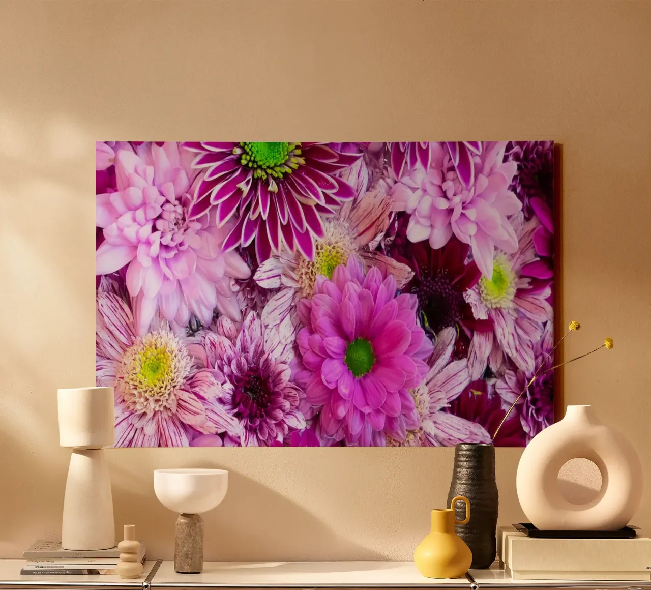 Blush e seta tela con Cornice a cassetta da PhotoVibe Decor
