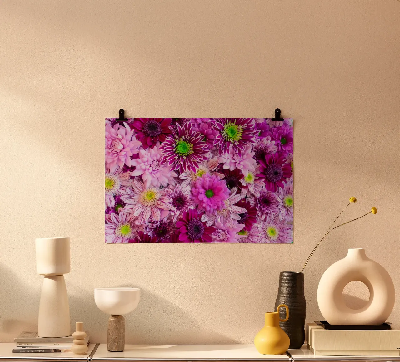 Blush e seta poster con telaio in legno da PhotoVibe Decor