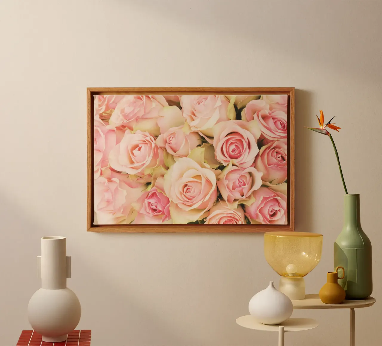 Blush e seta tela con Cornice a cassetta da PhotoVibe Decor