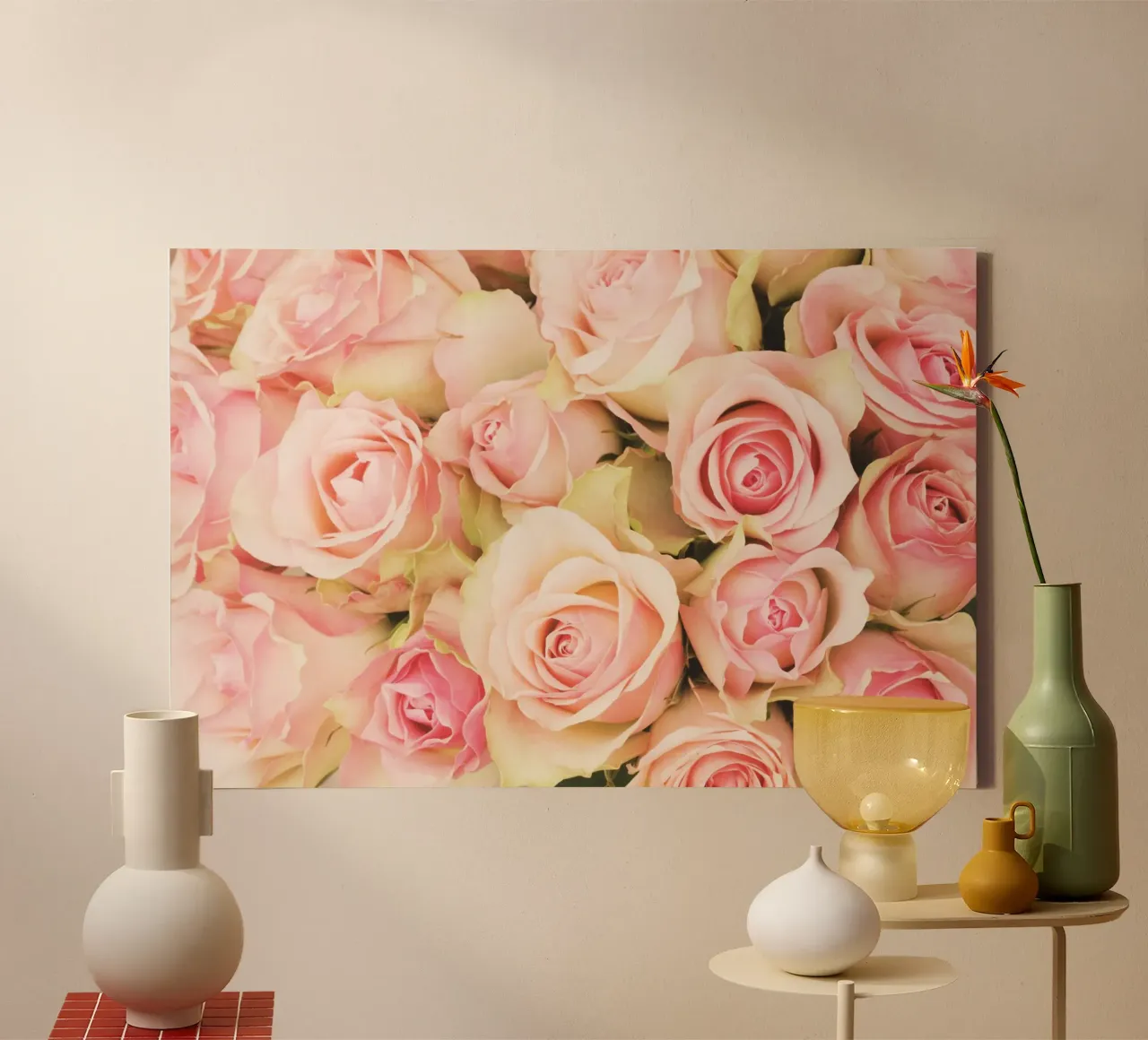 Blush e seta tela con Cornice a cassetta da PhotoVibe Decor