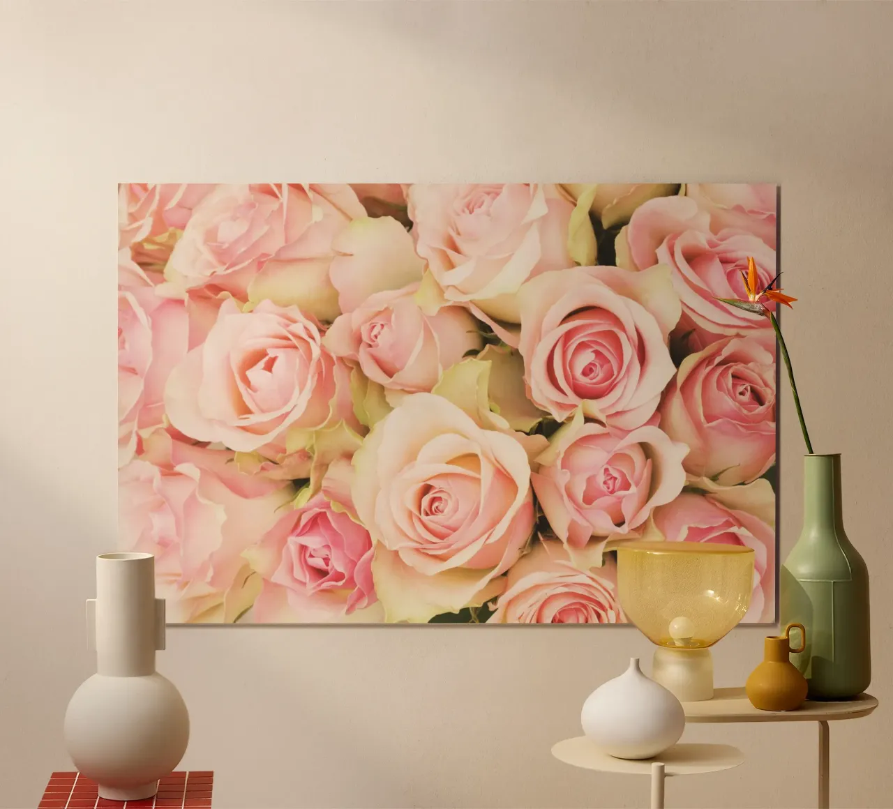 Blush e seta poster con telaio in alluminio da PhotoVibe Decor