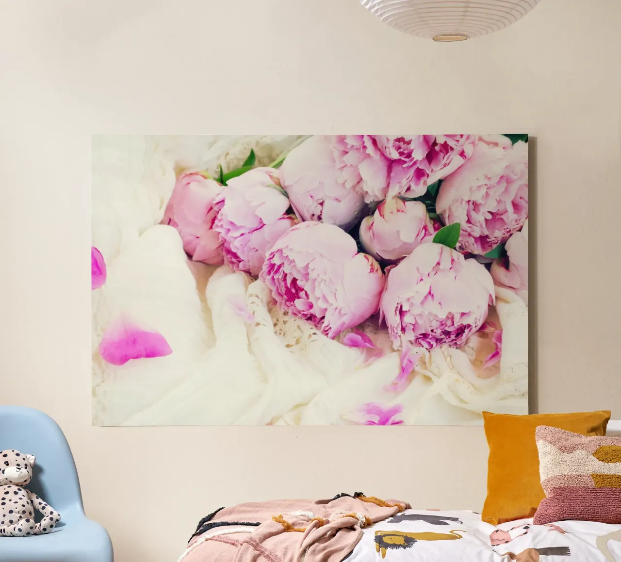 Blush e seta tela con Cornice a cassetta da PhotoVibe Decor