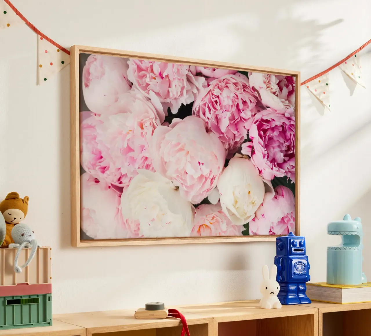 Blush e seta tela con Cornice a cassetta da PhotoVibe Decor