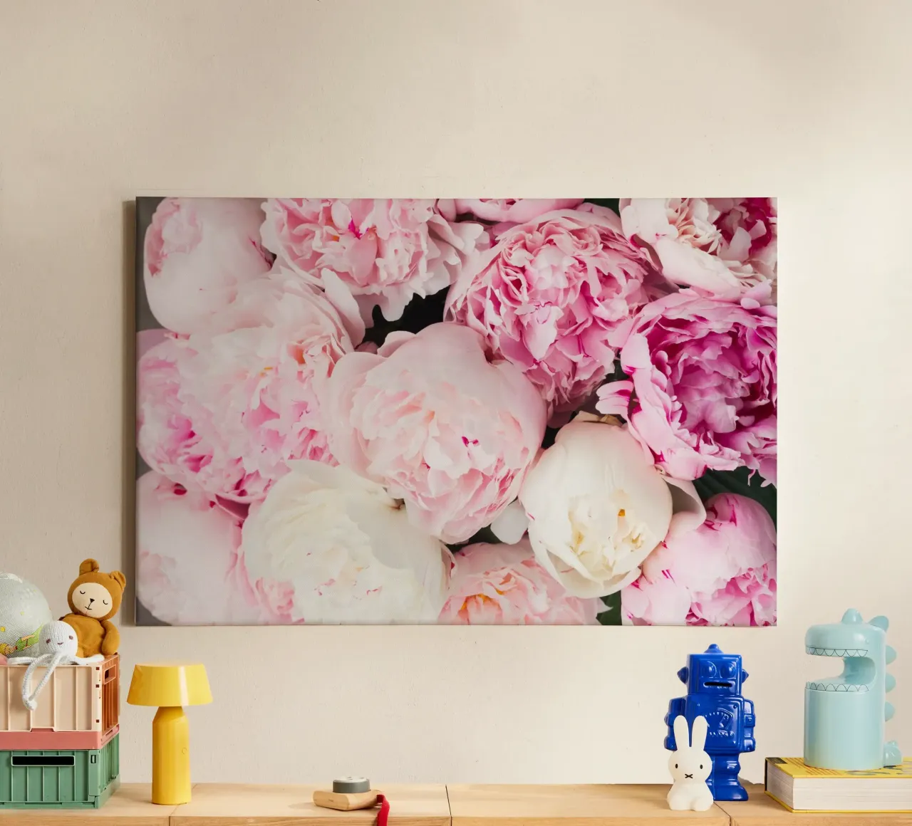 Blush e seta tela con Cornice a cassetta da PhotoVibe Decor