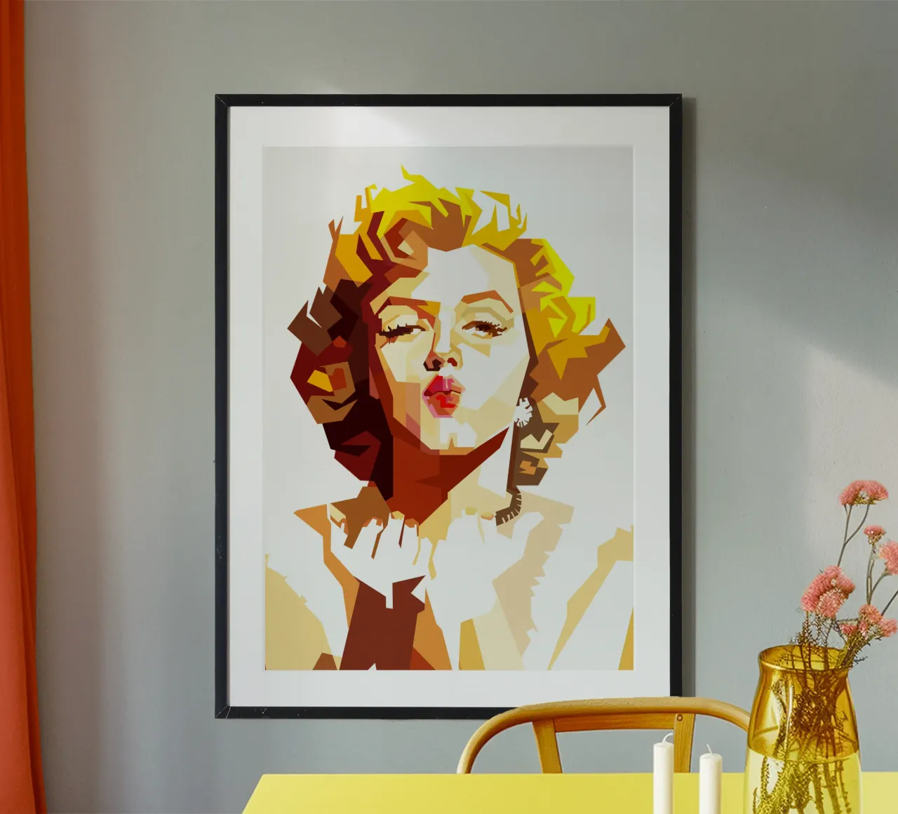 Illustrazione d'epoca di Marilyn Monroe Trending Now poster con telaio in alluminio da Artkreator