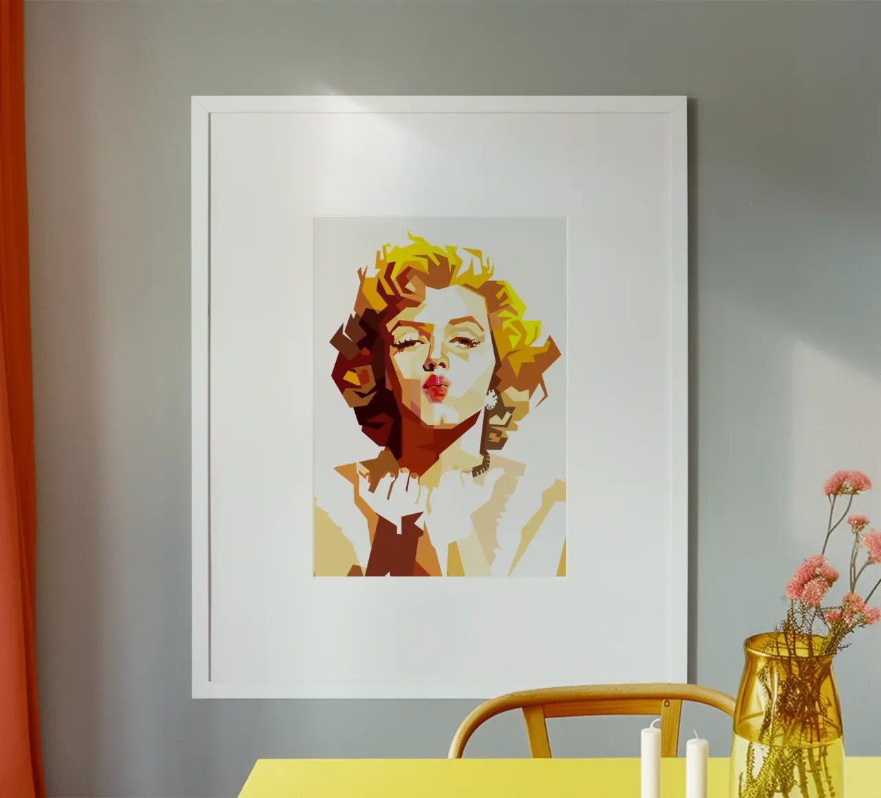 Illustrazione d'epoca di Marilyn Monroe Trending Now poster con telaio in alluminio da Artkreator