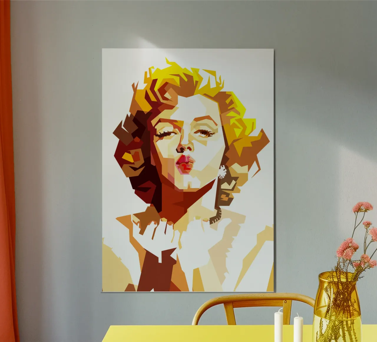 Illustrazione d'epoca di Marilyn Monroe Trending Now poster con telaio in alluminio da Artkreator