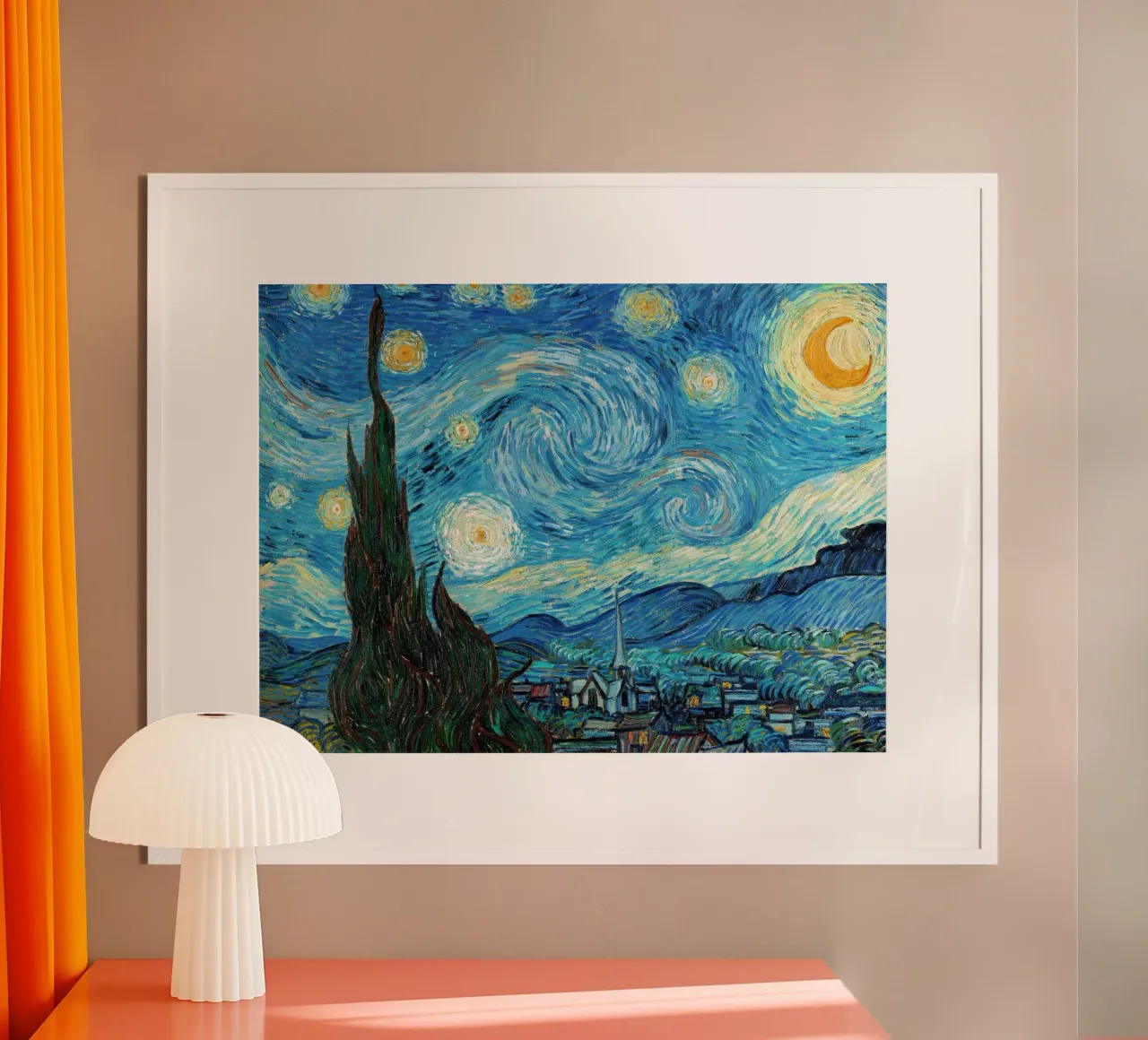 Notte stellata, 1889 - Poster di Vincent van Gogh poster con telaio in legno da Sylviepaint