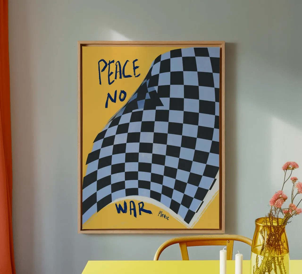 Vrede geen oorlog canvas met Baklijst van Little Dean