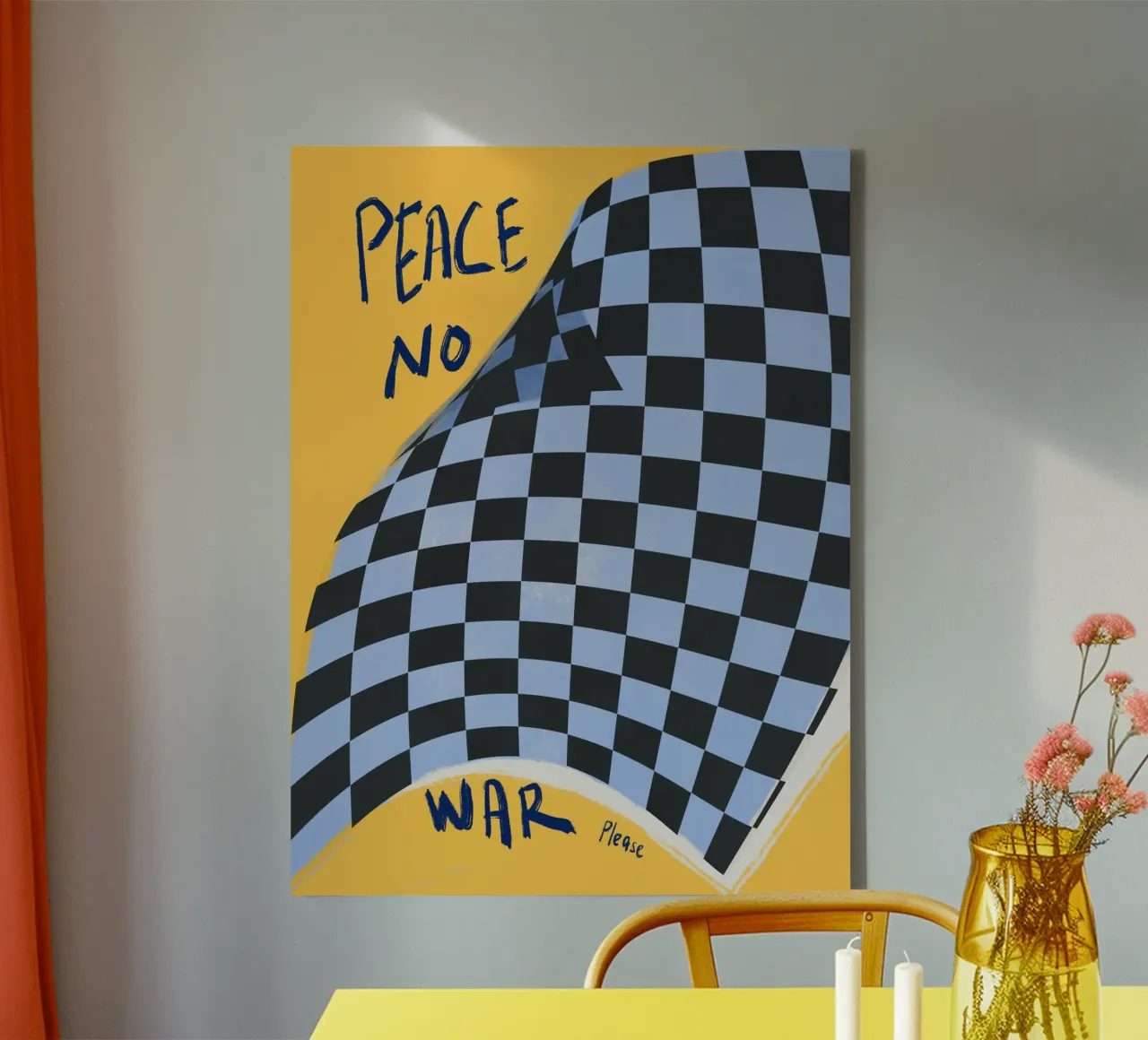 Vrede geen oorlog canvas met Baklijst van Little Dean