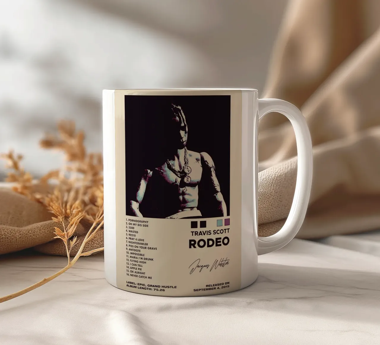 travis scott rapper arte tazza in ceramica da music soul