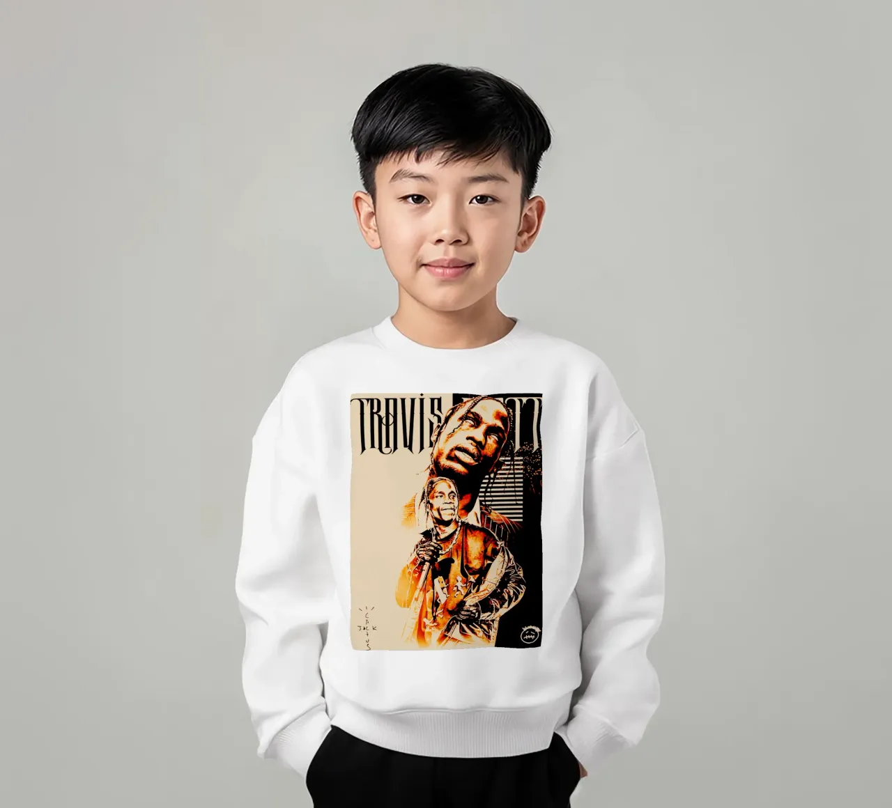 travis scott rapper art kids sweatshirt by music soul