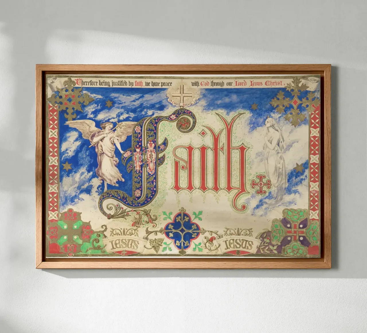 Victorian Illuminated Art Print – Faith by Freeman Gage Dela canvas with Floater frame by Venus Art