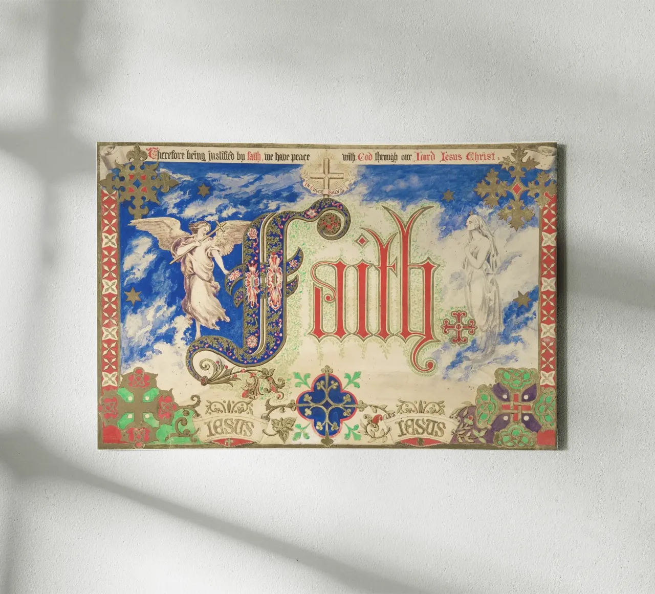 Victorian Illuminated Art Print – Faith by Freeman Gage Dela canvas with Floater frame by Venus Art
