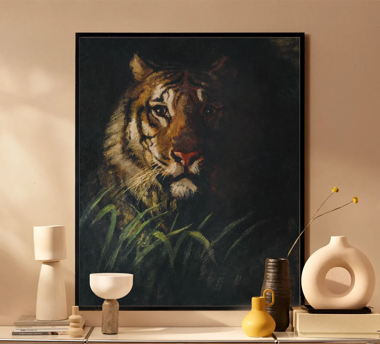Tiger's Head by Abbott Handerson Thayer poster with aluminum frame by Venus Art