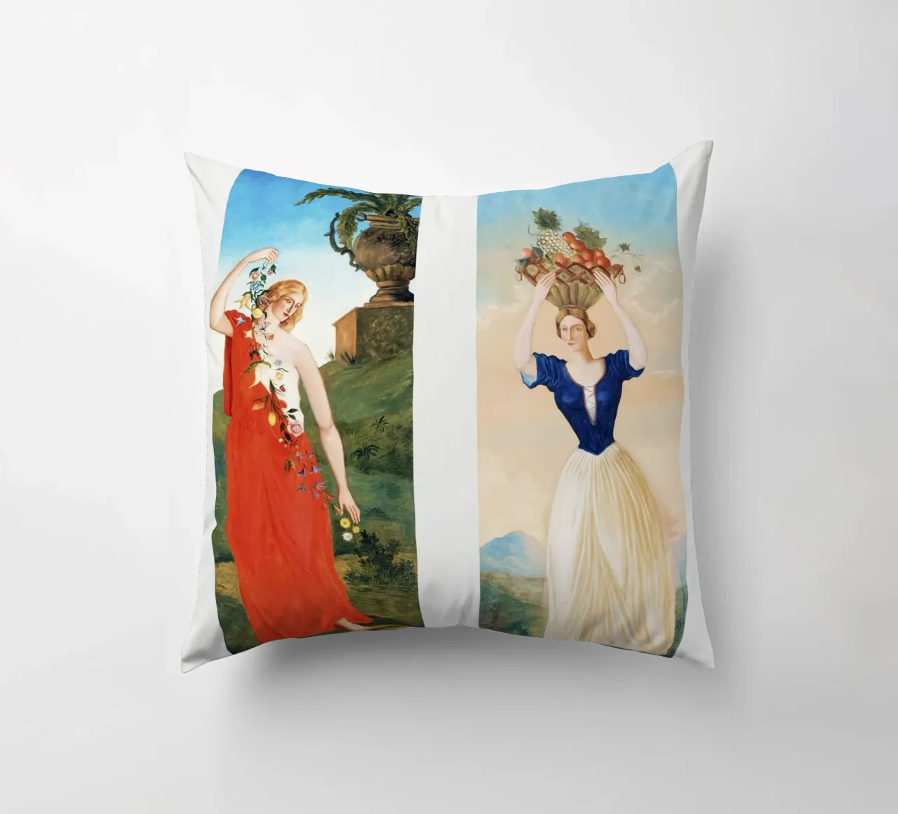 The Four Seasons by Paul Cézanne - Spring and Summer decorative cushion by Venus Art