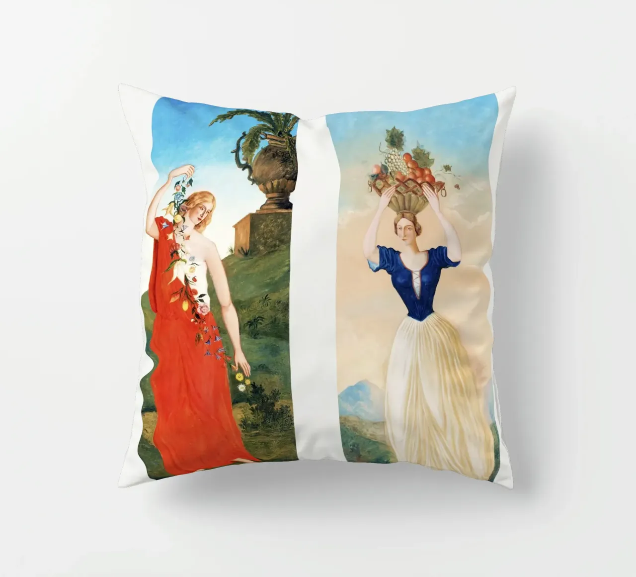 The Four Seasons by Paul Cézanne - Spring and Summer decorative cushion by Venus Art