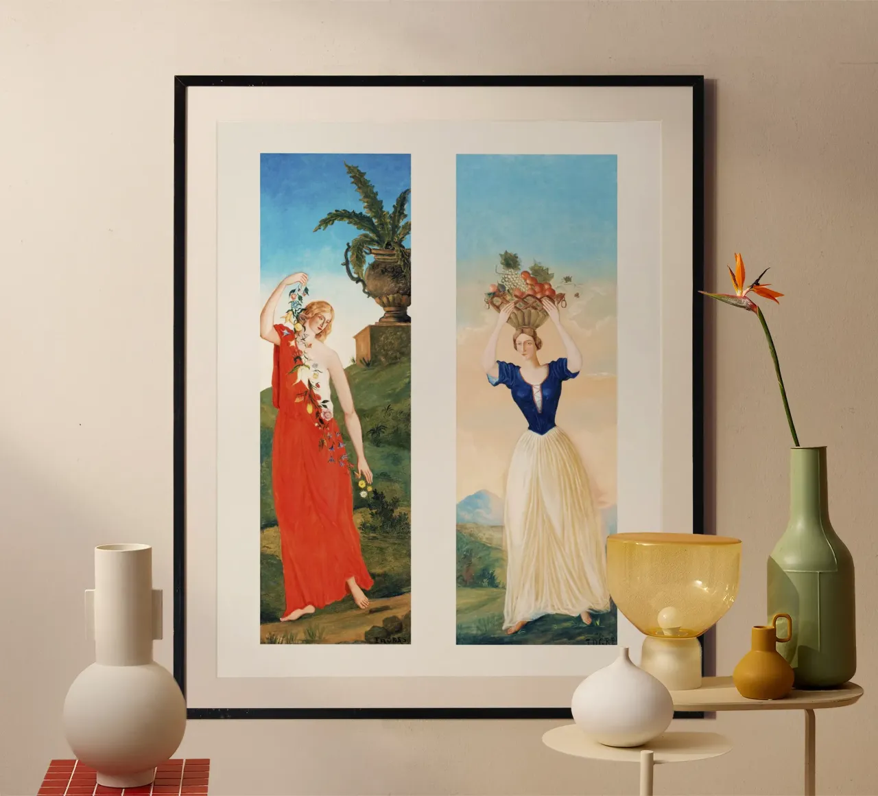 The Four Seasons by Paul Cézanne - Spring and Summer poster with aluminum frame by Venus Art