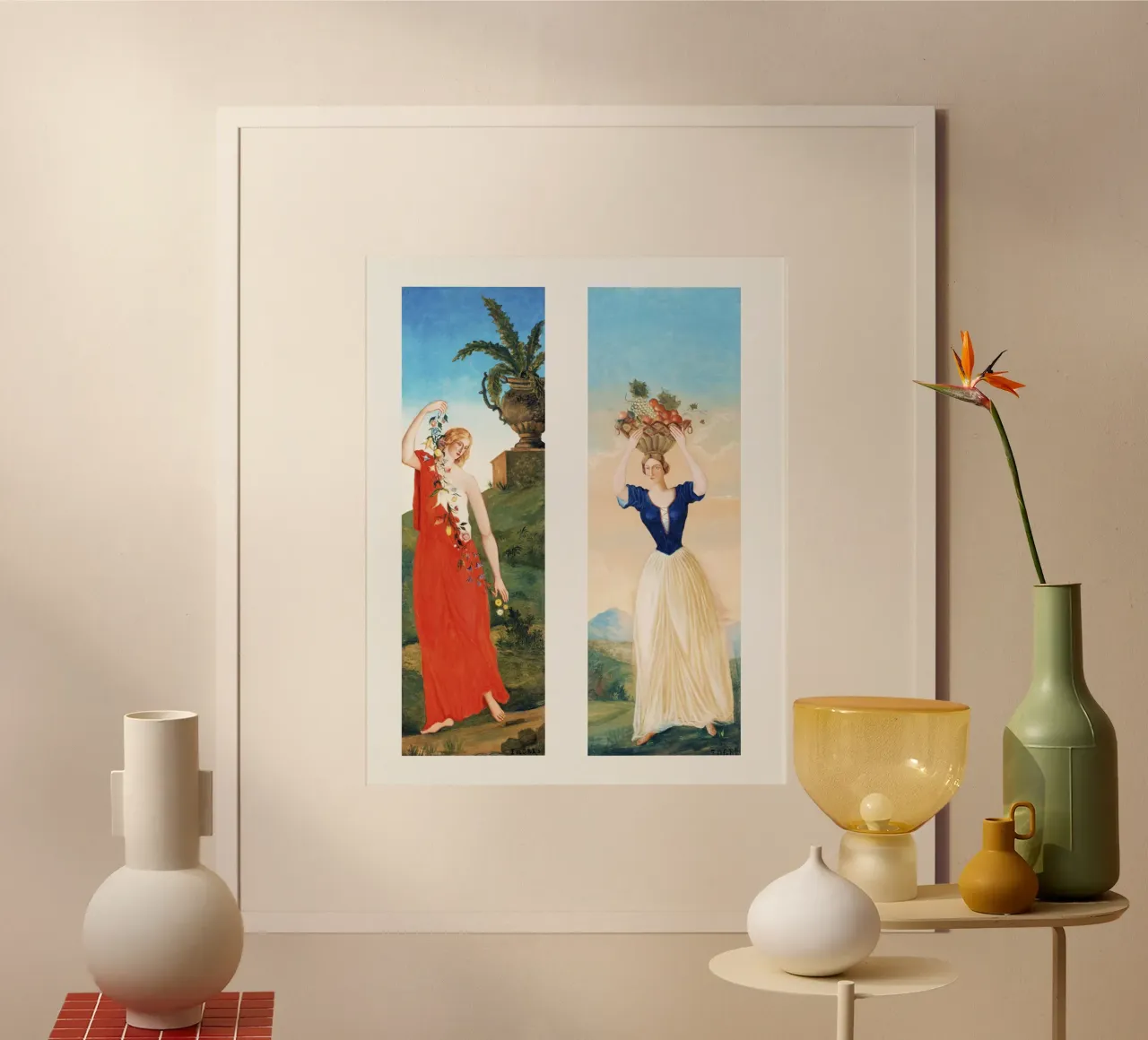 The Four Seasons by Paul Cézanne - Spring and Summer poster with aluminum frame by Venus Art