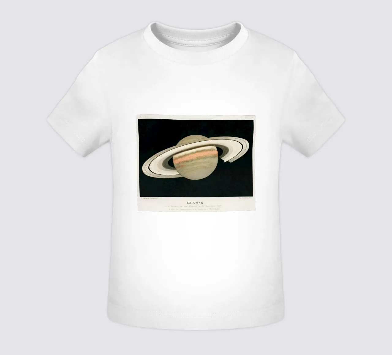 The Planet Saturn (1877) Lithograph by F. Meheux – baby t-shirt by Venus Art