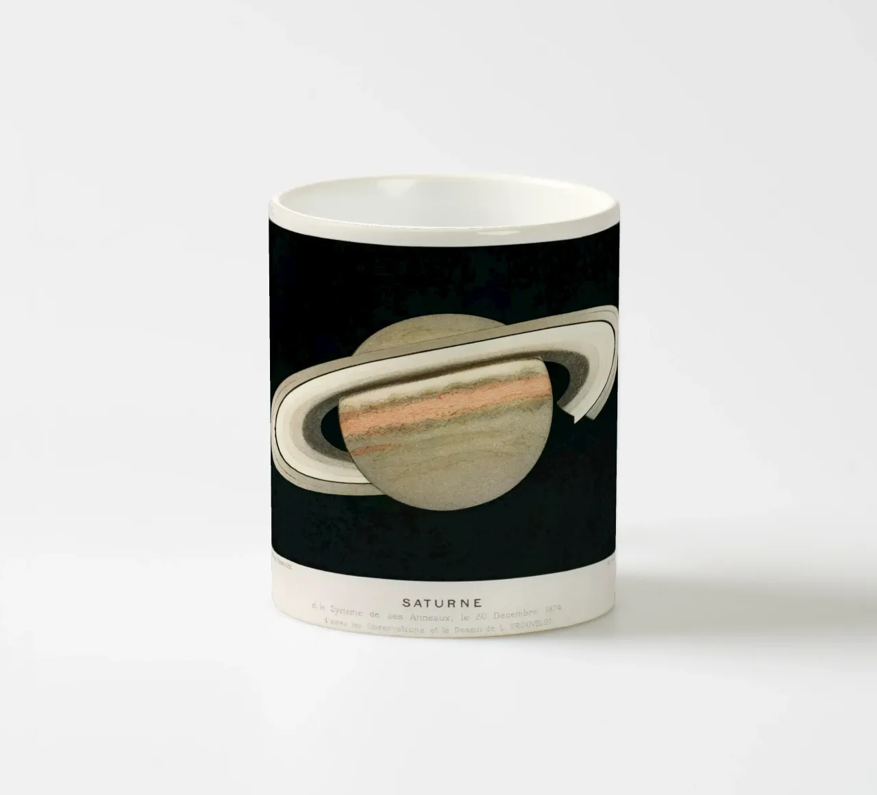 The Planet Saturn (1877) Lithograph by F. Meheux – ceramic mug by Venus Art