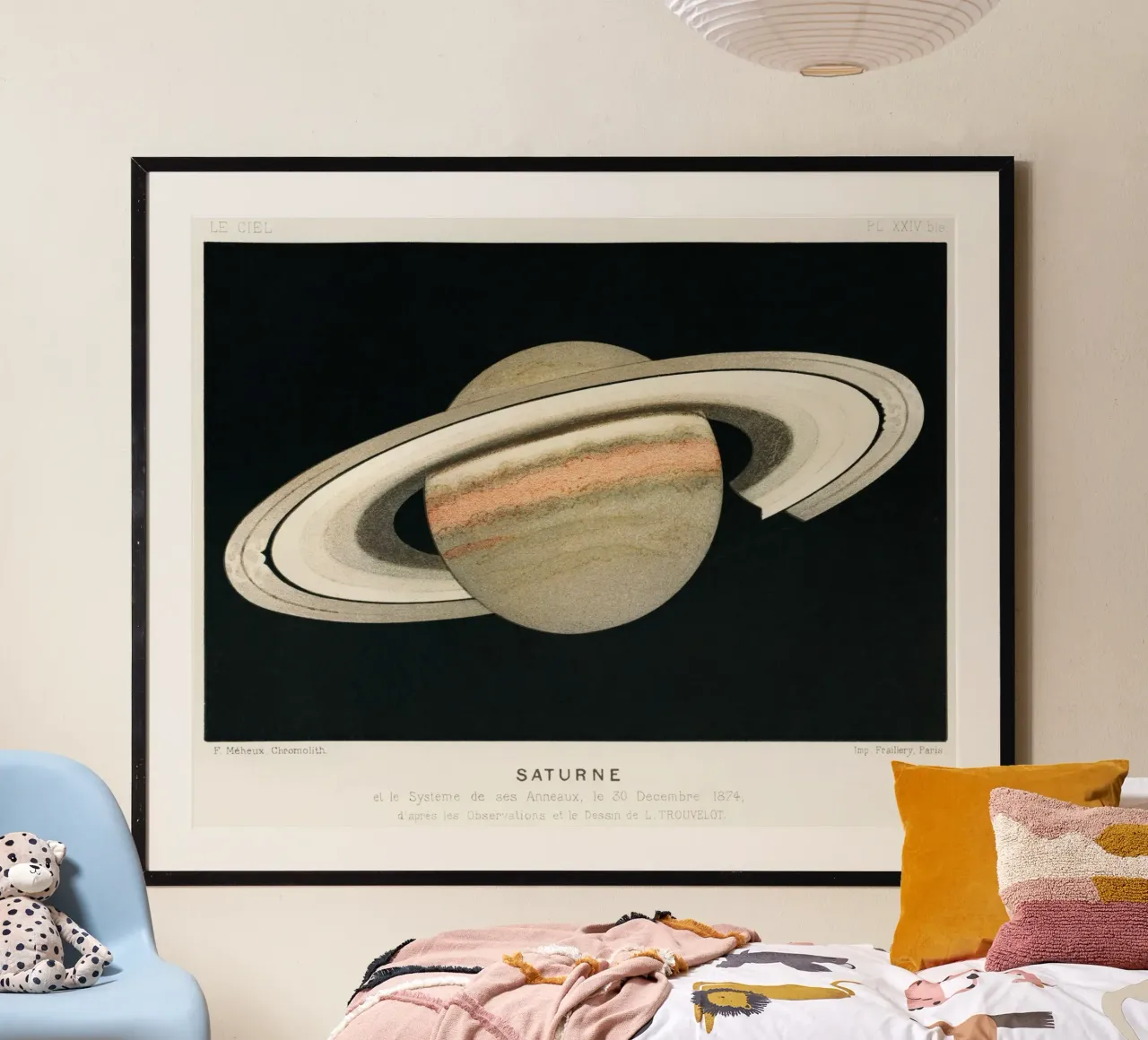La planète Saturne (1877) Lithographie de F. Meheux - poster de Venus Art