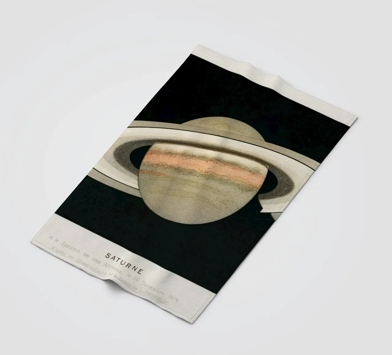 The Planet Saturn (1877) Lithograph by F. Meheux – fleece blanket by Venus Art
