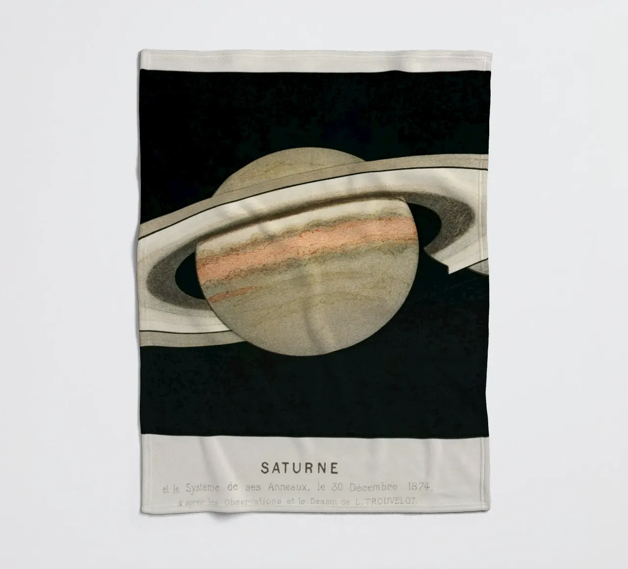 The Planet Saturn (1877) Lithograph by F. Meheux – fleece blanket by Venus Art