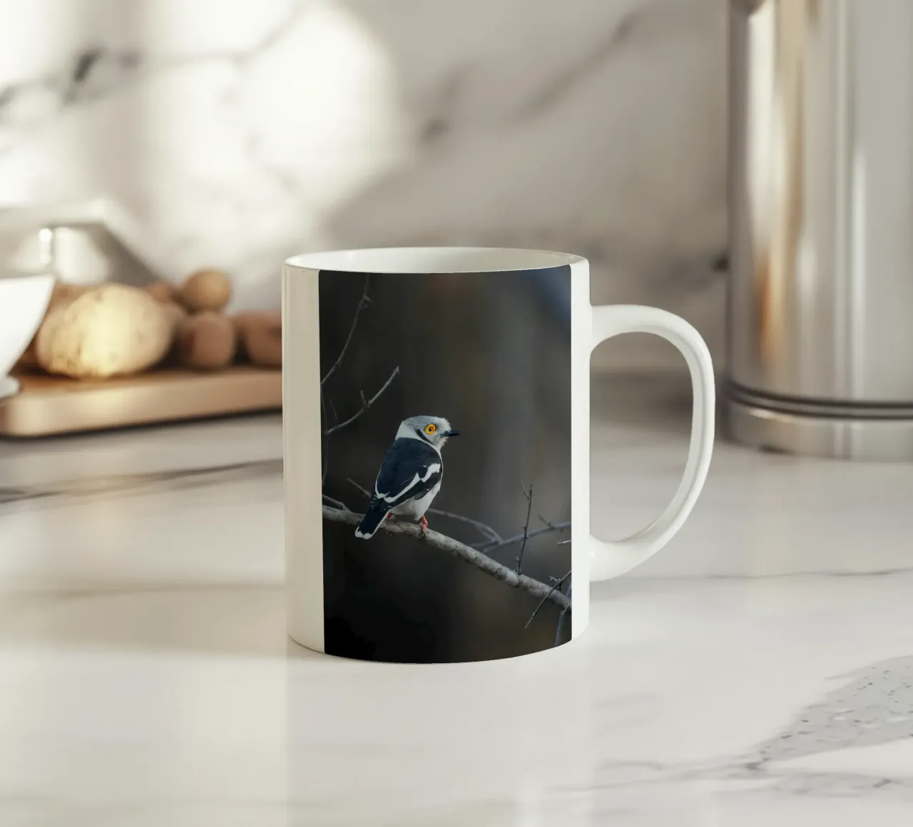 Averla bianca tazza in ceramica da Tom's Wildlife