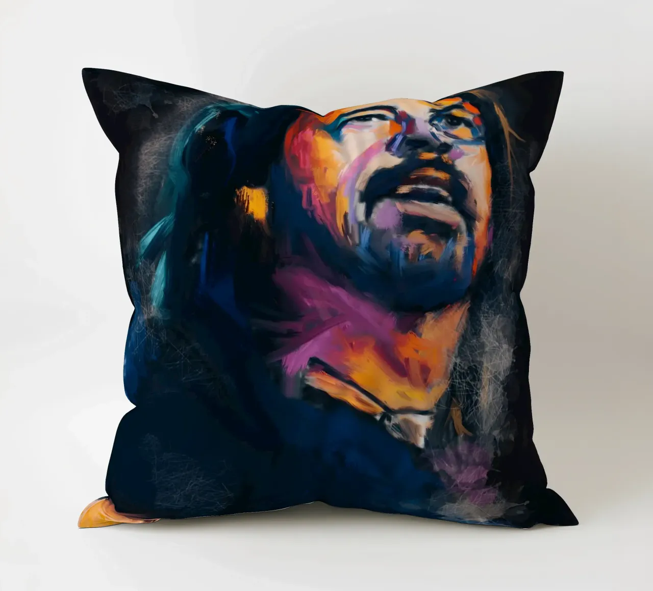 Dave Grohl abstract colorful pop art cuscino da Lembayung art