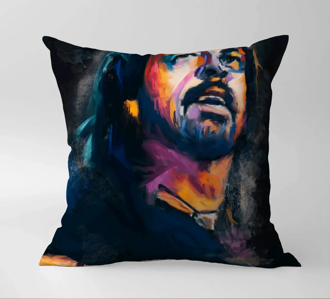 Dave Grohl abstract colorful pop art cuscino da Lembayung art