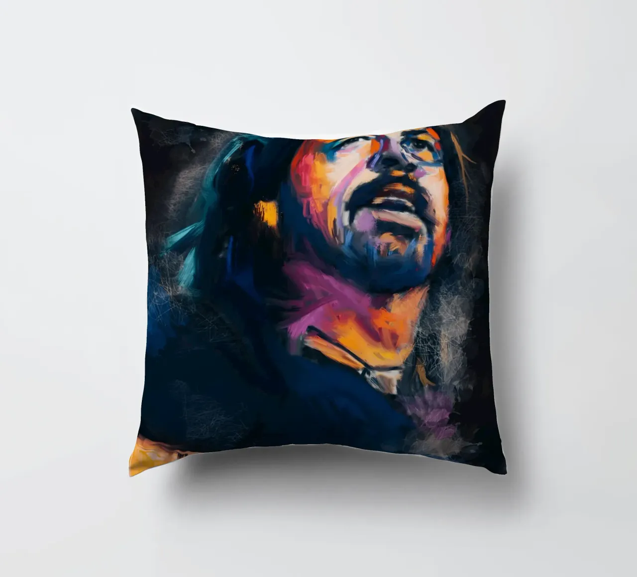 Dave Grohl abstract colorful pop art cuscino da Lembayung art