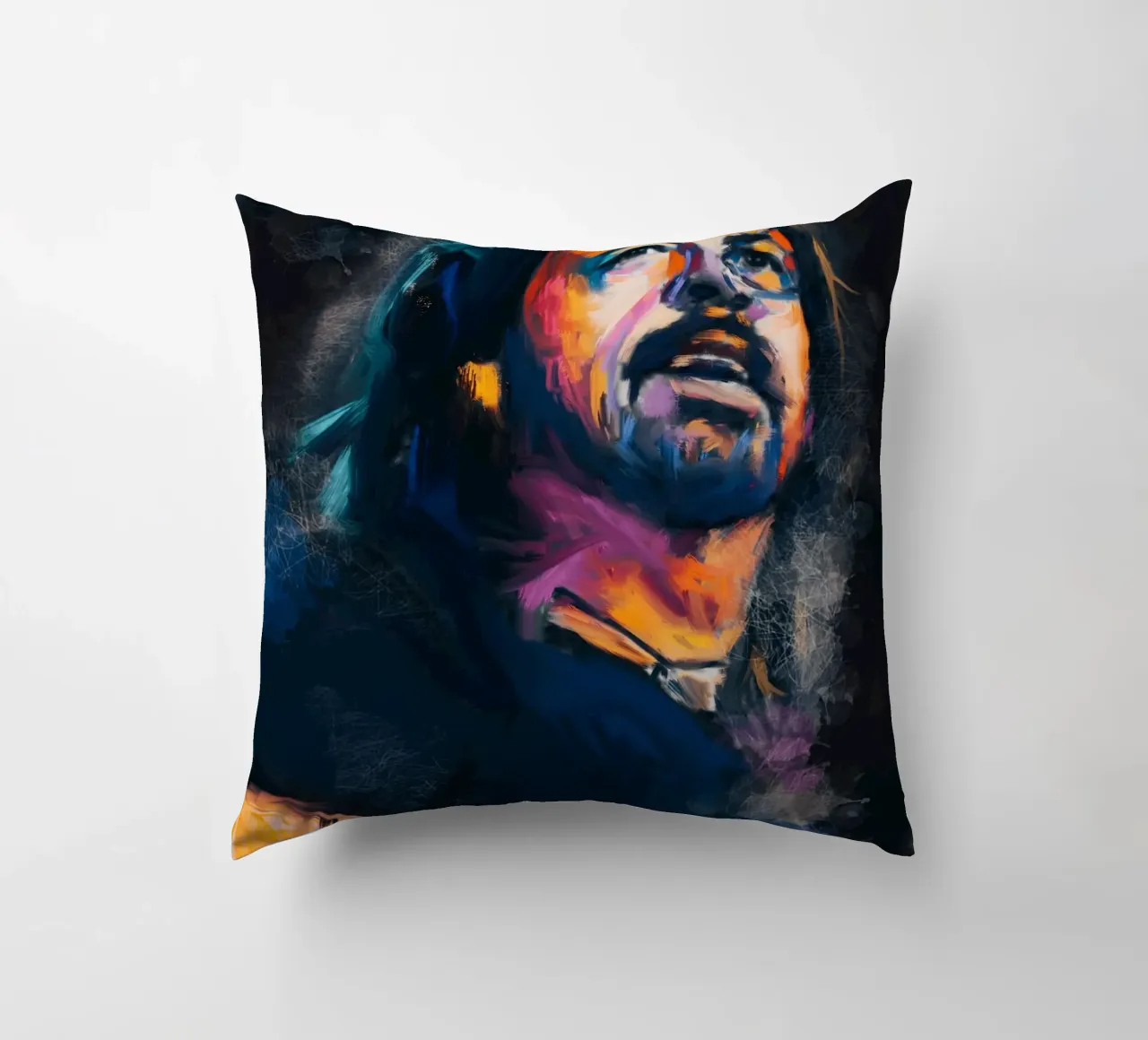 Dave Grohl abstract colorful pop art cuscino da Lembayung art
