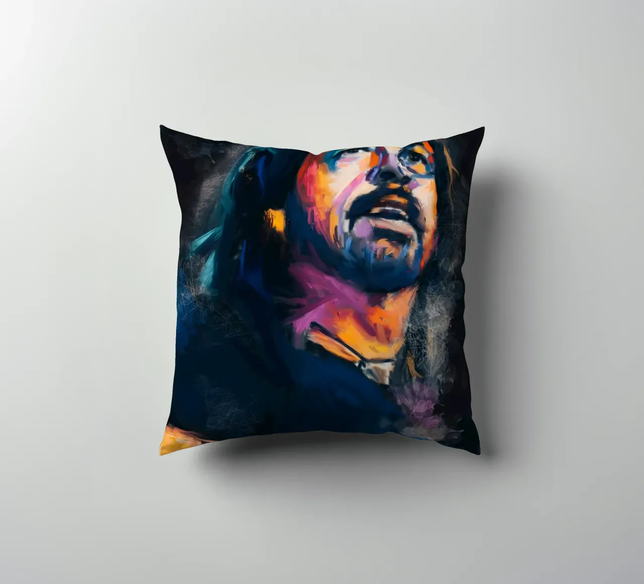 Dave Grohl abstract colorful pop art cuscino da Lembayung art