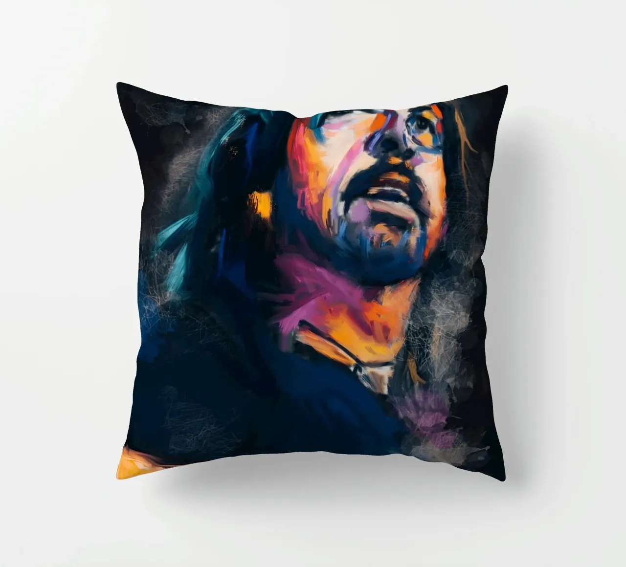 Dave Grohl abstract colorful pop art cuscino da Lembayung art
