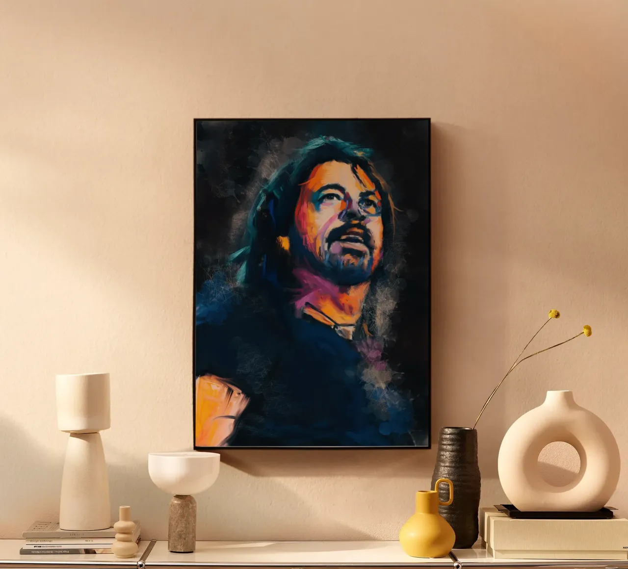 Dave Grohl abstract colorful pop art alluminio dibond da Lembayung art