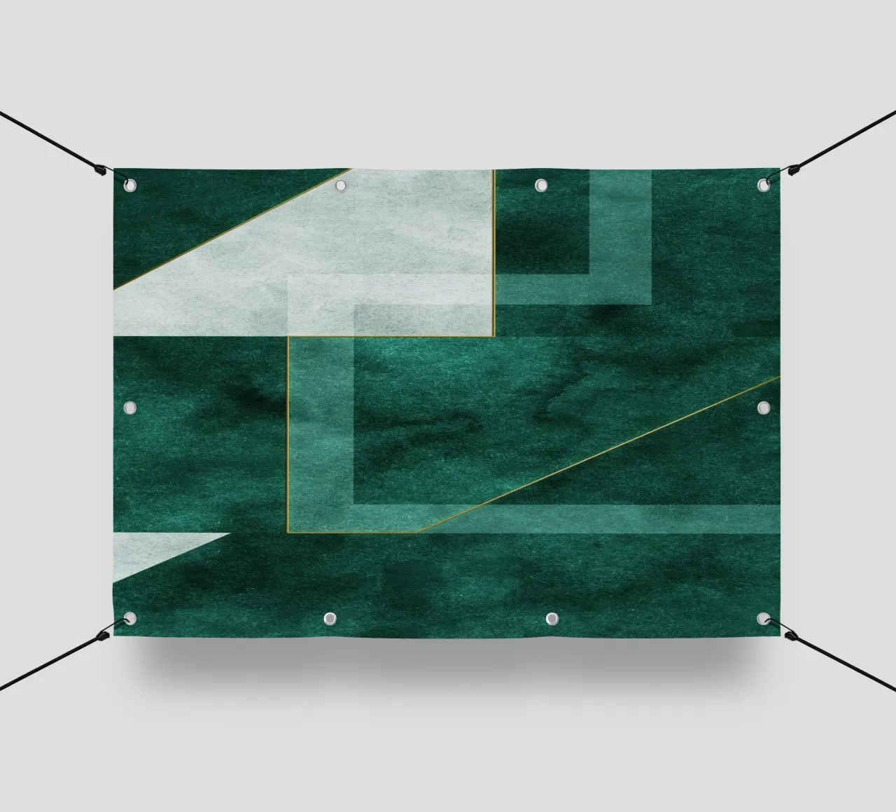 abstract geometric green art telo in pvc da vintageshop