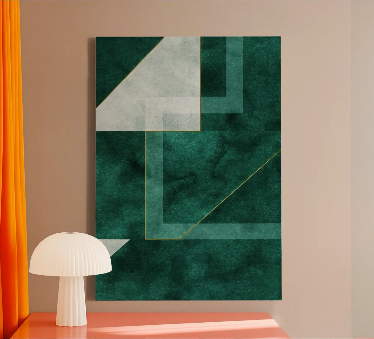 abstract geometric green art canvas by vintageshop