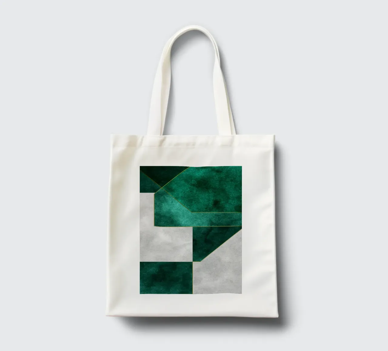 abstract geometric green art 1 borsa in juta da vintageshop