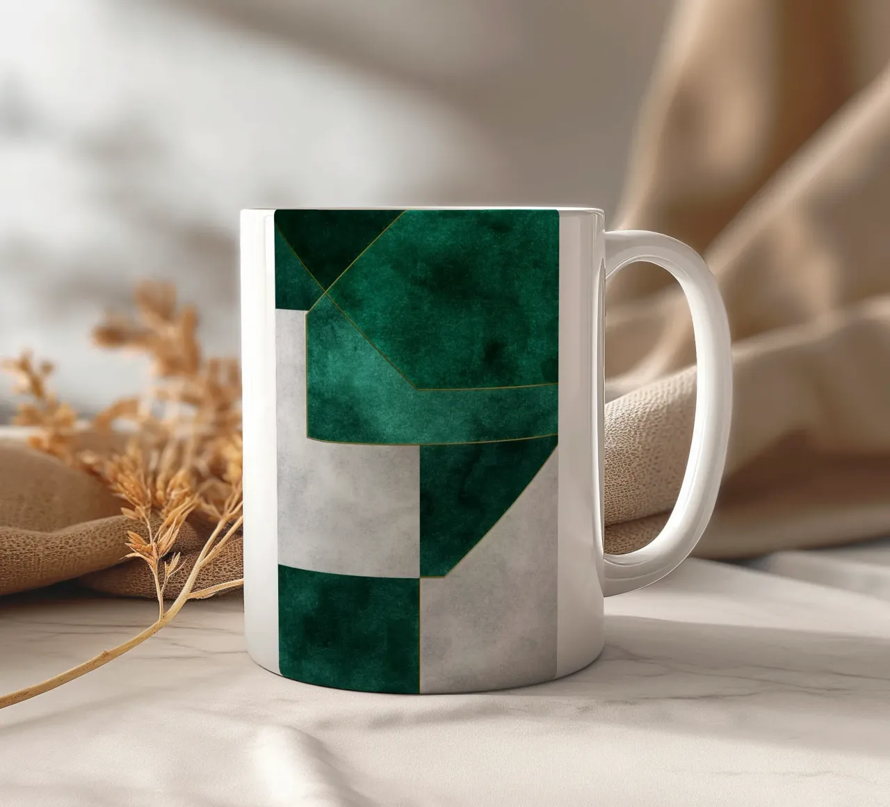 abstract geometric green art 1 tazza in ceramica da vintageshop