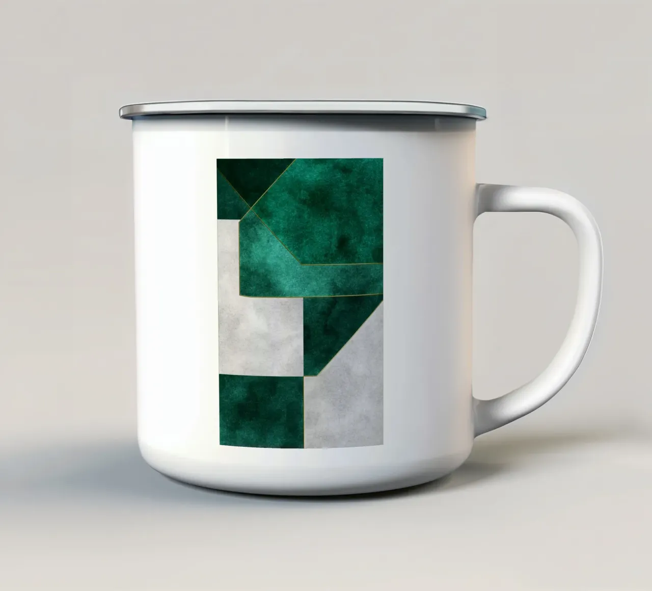 abstract geometric green art 1 tazza in smalto da vintageshop